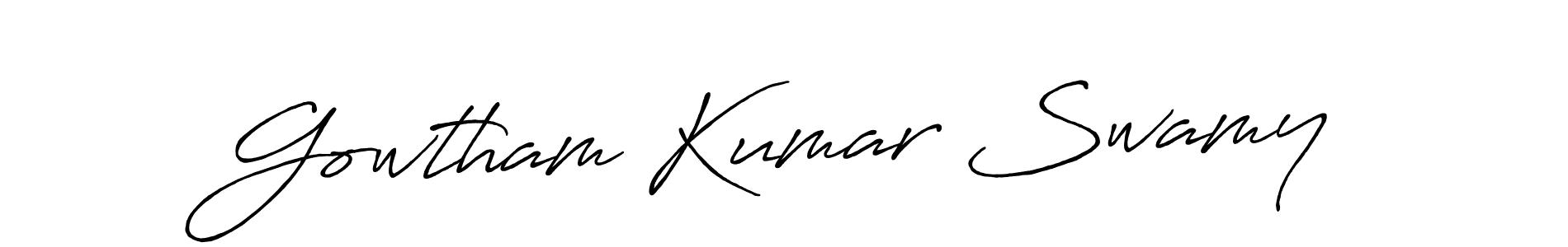 How to make Gowtham Kumar Swamy name signature. Use Antro_Vectra_Bolder style for creating short signs online. This is the latest handwritten sign. Gowtham Kumar Swamy signature style 7 images and pictures png