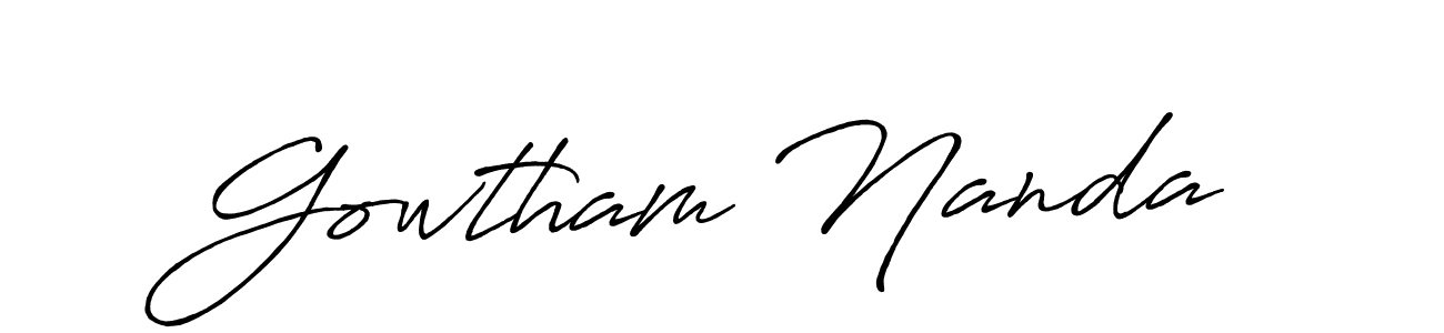 The best way (Antro_Vectra_Bolder) to make a short signature is to pick only two or three words in your name. The name Gowtham Nanda include a total of six letters. For converting this name. Gowtham Nanda signature style 7 images and pictures png