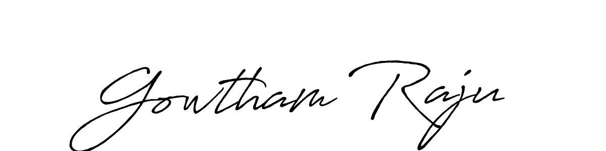 This is the best signature style for the Gowtham Raju name. Also you like these signature font (Antro_Vectra_Bolder). Mix name signature. Gowtham Raju signature style 7 images and pictures png