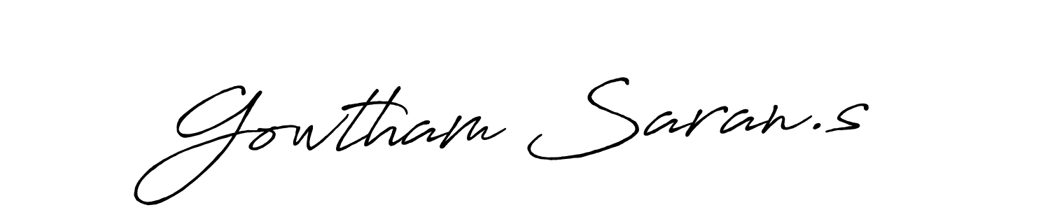 if you are searching for the best signature style for your name Gowtham Saran.s. so please give up your signature search. here we have designed multiple signature styles  using Antro_Vectra_Bolder. Gowtham Saran.s signature style 7 images and pictures png