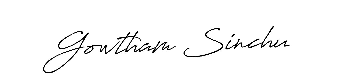 Create a beautiful signature design for name Gowtham Sinchu. With this signature (Antro_Vectra_Bolder) fonts, you can make a handwritten signature for free. Gowtham Sinchu signature style 7 images and pictures png