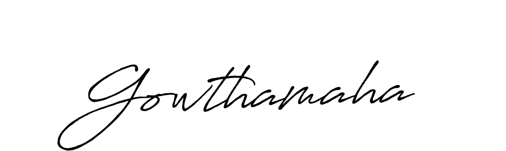 Use a signature maker to create a handwritten signature online. With this signature software, you can design (Antro_Vectra_Bolder) your own signature for name Gowthamaha. Gowthamaha signature style 7 images and pictures png