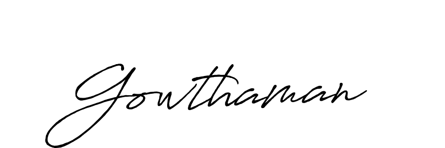 Use a signature maker to create a handwritten signature online. With this signature software, you can design (Antro_Vectra_Bolder) your own signature for name Gowthaman. Gowthaman signature style 7 images and pictures png