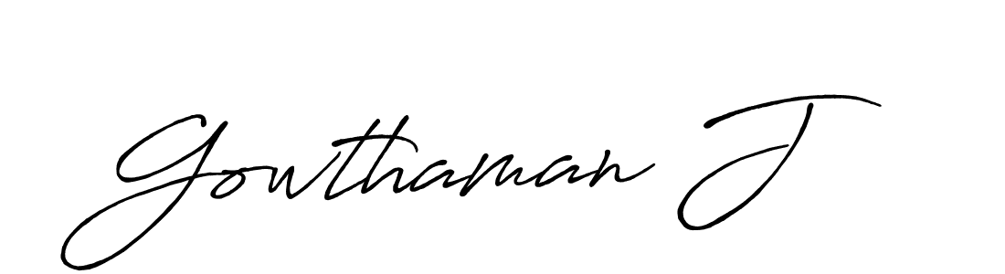 Make a beautiful signature design for name Gowthaman J. With this signature (Antro_Vectra_Bolder) style, you can create a handwritten signature for free. Gowthaman J signature style 7 images and pictures png