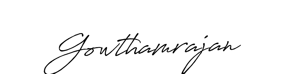 Make a beautiful signature design for name Gowthamrajan. With this signature (Antro_Vectra_Bolder) style, you can create a handwritten signature for free. Gowthamrajan signature style 7 images and pictures png