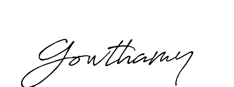 Make a beautiful signature design for name Gowthamy. With this signature (Antro_Vectra_Bolder) style, you can create a handwritten signature for free. Gowthamy signature style 7 images and pictures png