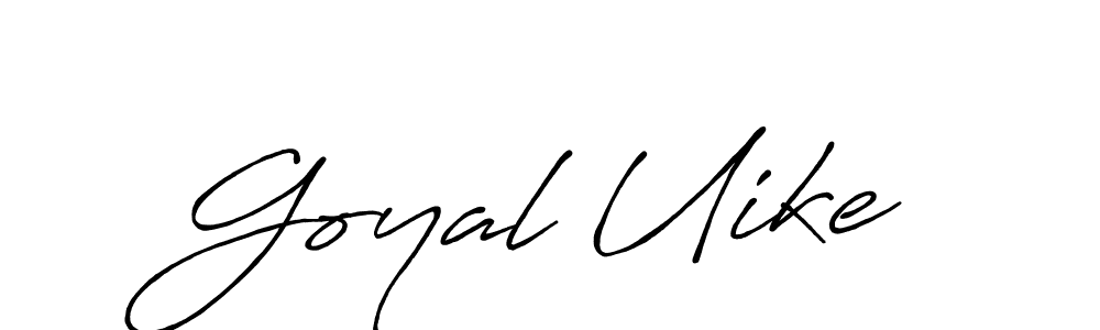 The best way (Antro_Vectra_Bolder) to make a short signature is to pick only two or three words in your name. The name Goyal Uike include a total of six letters. For converting this name. Goyal Uike signature style 7 images and pictures png