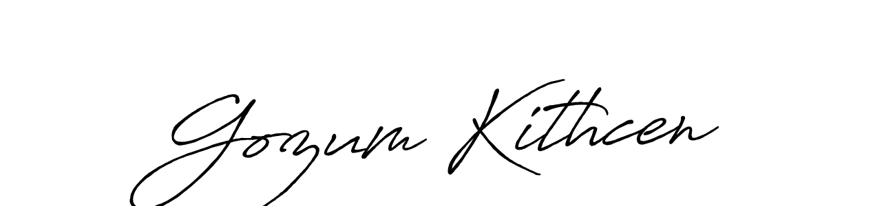 Make a beautiful signature design for name Gozum Kithcen. With this signature (Antro_Vectra_Bolder) style, you can create a handwritten signature for free. Gozum Kithcen signature style 7 images and pictures png