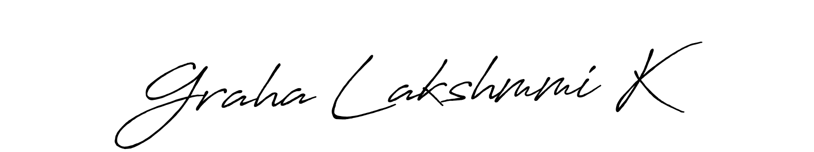 if you are searching for the best signature style for your name Graha Lakshmmi K. so please give up your signature search. here we have designed multiple signature styles  using Antro_Vectra_Bolder. Graha Lakshmmi K signature style 7 images and pictures png
