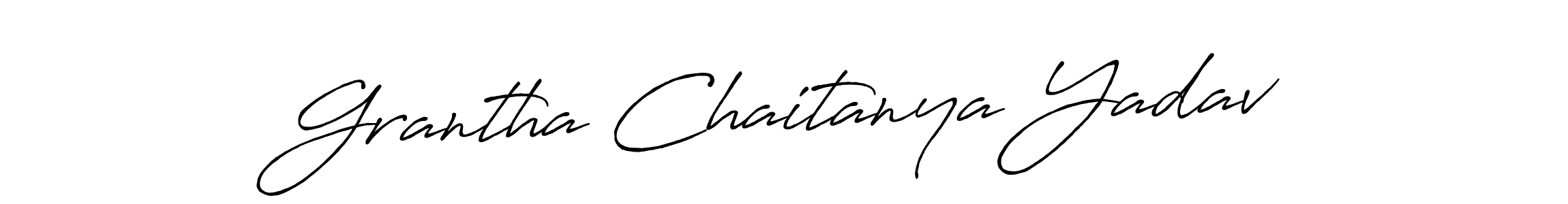 Antro_Vectra_Bolder is a professional signature style that is perfect for those who want to add a touch of class to their signature. It is also a great choice for those who want to make their signature more unique. Get Grantha Chaitanya Yadav name to fancy signature for free. Grantha Chaitanya Yadav signature style 7 images and pictures png