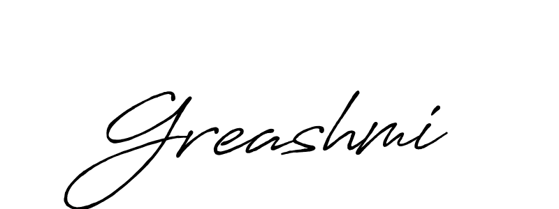 Make a beautiful signature design for name Greashmi. With this signature (Antro_Vectra_Bolder) style, you can create a handwritten signature for free. Greashmi signature style 7 images and pictures png