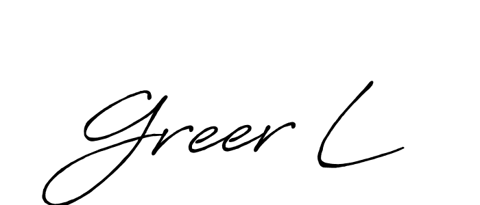 Similarly Antro_Vectra_Bolder is the best handwritten signature design. Signature creator online .You can use it as an online autograph creator for name Greer L. Greer L signature style 7 images and pictures png