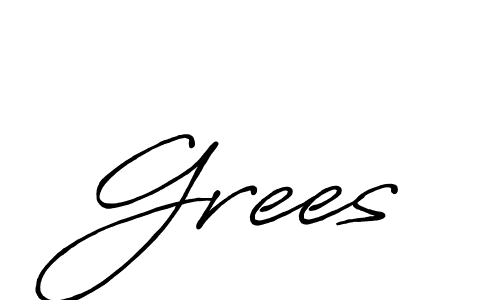 Use a signature maker to create a handwritten signature online. With this signature software, you can design (Antro_Vectra_Bolder) your own signature for name Grees. Grees signature style 7 images and pictures png