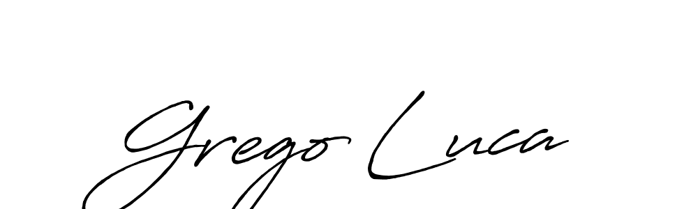 How to make Grego Luca name signature. Use Antro_Vectra_Bolder style for creating short signs online. This is the latest handwritten sign. Grego Luca signature style 7 images and pictures png