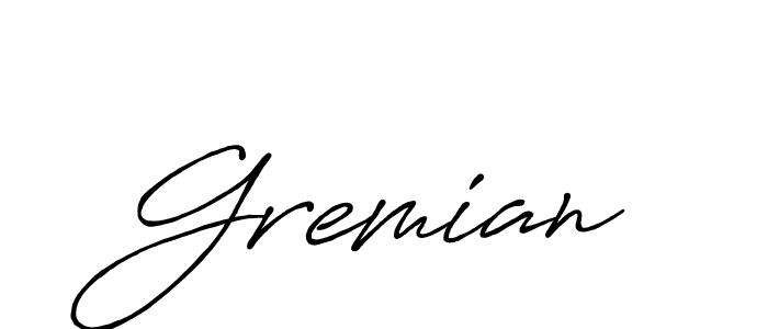 Design your own signature with our free online signature maker. With this signature software, you can create a handwritten (Antro_Vectra_Bolder) signature for name Gremian. Gremian signature style 7 images and pictures png