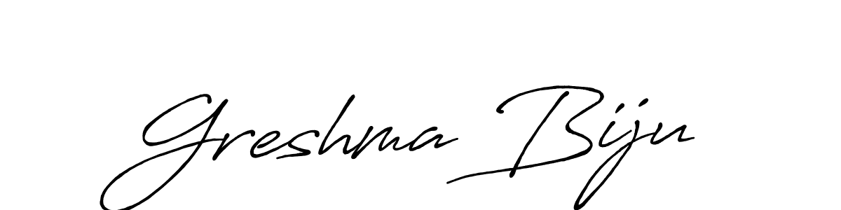 How to make Greshma Biju signature? Antro_Vectra_Bolder is a professional autograph style. Create handwritten signature for Greshma Biju name. Greshma Biju signature style 7 images and pictures png