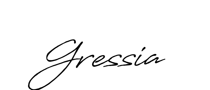 Make a beautiful signature design for name Gressia. With this signature (Antro_Vectra_Bolder) style, you can create a handwritten signature for free. Gressia signature style 7 images and pictures png