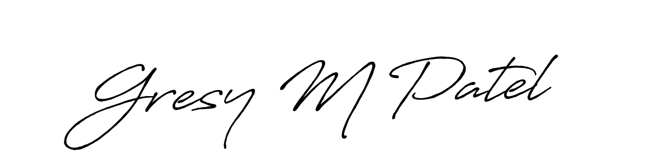 How to make Gresy M Patel signature? Antro_Vectra_Bolder is a professional autograph style. Create handwritten signature for Gresy M Patel name. Gresy M Patel signature style 7 images and pictures png