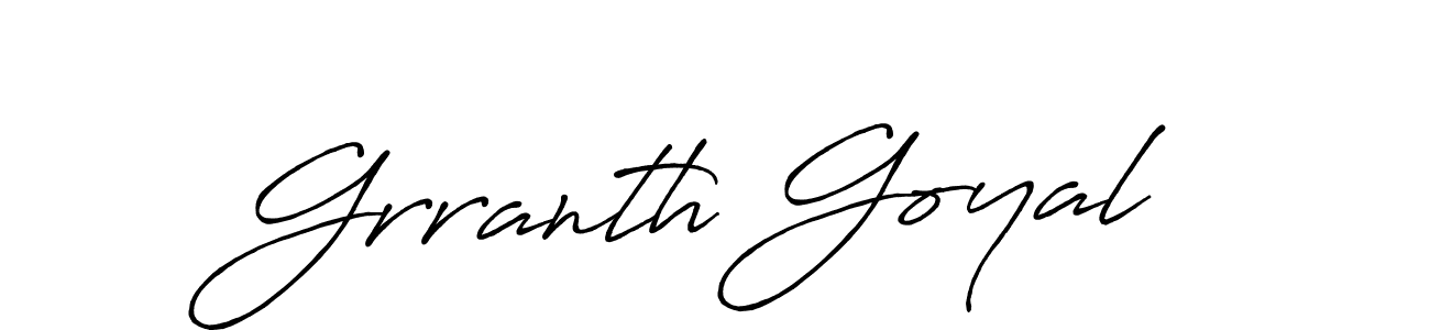 The best way (Antro_Vectra_Bolder) to make a short signature is to pick only two or three words in your name. The name Grranth Goyal include a total of six letters. For converting this name. Grranth Goyal signature style 7 images and pictures png