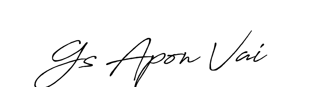 The best way (Antro_Vectra_Bolder) to make a short signature is to pick only two or three words in your name. The name Gs Apon Vai include a total of six letters. For converting this name. Gs Apon Vai signature style 7 images and pictures png