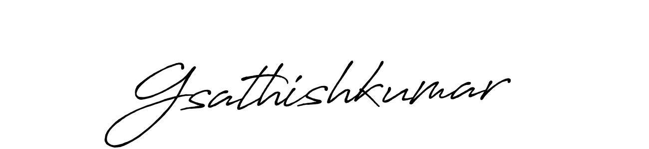 How to make Gsathishkumar name signature. Use Antro_Vectra_Bolder style for creating short signs online. This is the latest handwritten sign. Gsathishkumar signature style 7 images and pictures png