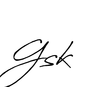 Use a signature maker to create a handwritten signature online. With this signature software, you can design (Antro_Vectra_Bolder) your own signature for name Gsk. Gsk signature style 7 images and pictures png