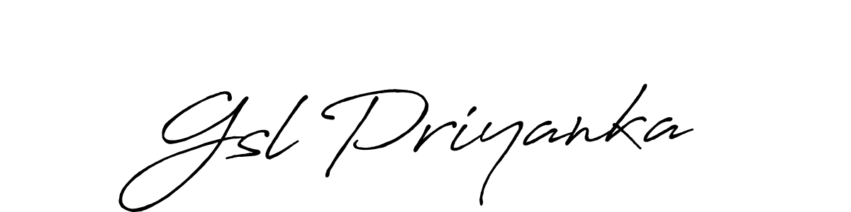 The best way (Antro_Vectra_Bolder) to make a short signature is to pick only two or three words in your name. The name Gsl Priyanka include a total of six letters. For converting this name. Gsl Priyanka signature style 7 images and pictures png