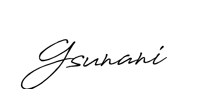 Use a signature maker to create a handwritten signature online. With this signature software, you can design (Antro_Vectra_Bolder) your own signature for name Gsunani. Gsunani signature style 7 images and pictures png