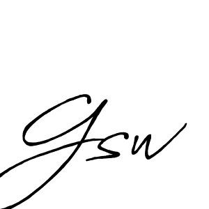 Make a beautiful signature design for name Gsw. With this signature (Antro_Vectra_Bolder) style, you can create a handwritten signature for free. Gsw signature style 7 images and pictures png