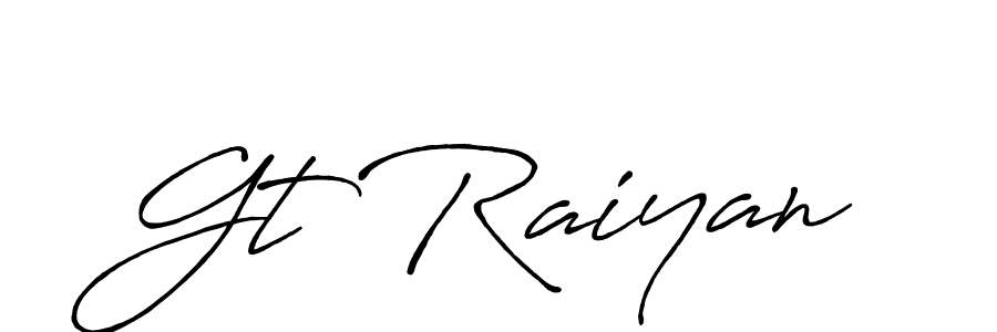 The best way (Antro_Vectra_Bolder) to make a short signature is to pick only two or three words in your name. The name Gt Raiyan include a total of six letters. For converting this name. Gt Raiyan signature style 7 images and pictures png