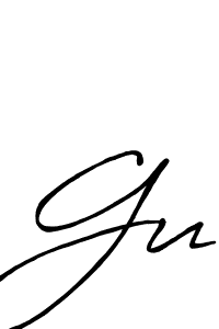 Create a beautiful signature design for name Gu. With this signature (Antro_Vectra_Bolder) fonts, you can make a handwritten signature for free. Gu signature style 7 images and pictures png