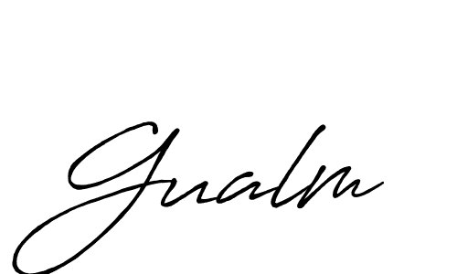 Use a signature maker to create a handwritten signature online. With this signature software, you can design (Antro_Vectra_Bolder) your own signature for name Gualm. Gualm signature style 7 images and pictures png