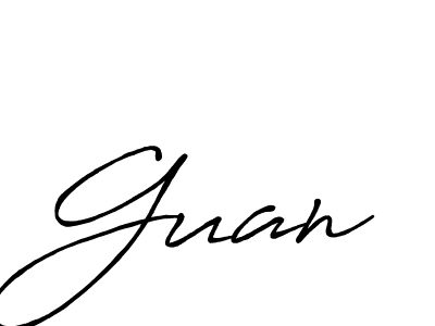 Use a signature maker to create a handwritten signature online. With this signature software, you can design (Antro_Vectra_Bolder) your own signature for name Guan. Guan signature style 7 images and pictures png