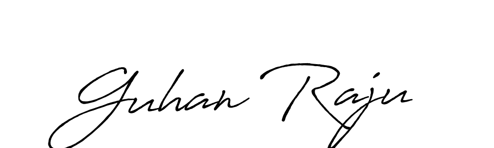 How to make Guhan Raju name signature. Use Antro_Vectra_Bolder style for creating short signs online. This is the latest handwritten sign. Guhan Raju signature style 7 images and pictures png