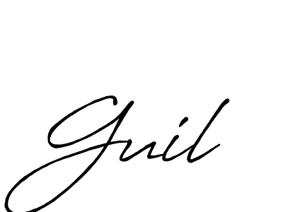 Use a signature maker to create a handwritten signature online. With this signature software, you can design (Antro_Vectra_Bolder) your own signature for name Guil. Guil signature style 7 images and pictures png