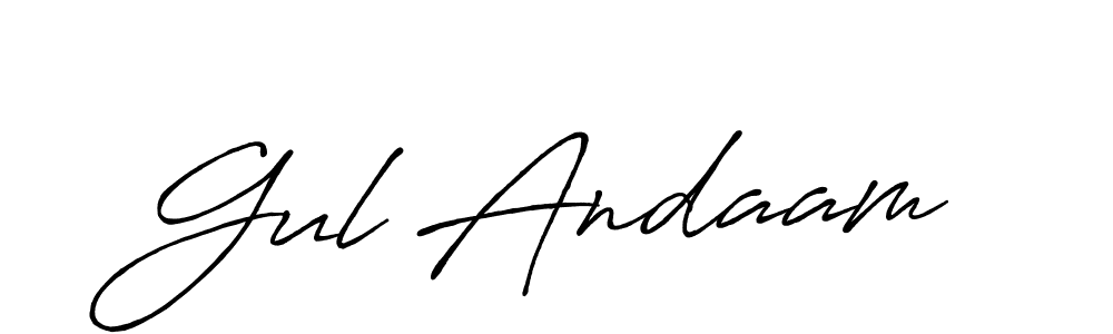 Also we have Gul Andaam name is the best signature style. Create professional handwritten signature collection using Antro_Vectra_Bolder autograph style. Gul Andaam signature style 7 images and pictures png