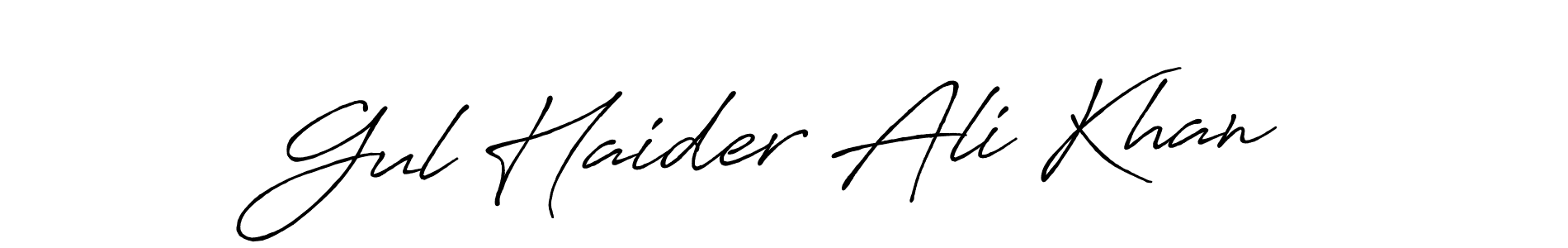 How to make Gul Haider Ali Khan name signature. Use Antro_Vectra_Bolder style for creating short signs online. This is the latest handwritten sign. Gul Haider Ali Khan signature style 7 images and pictures png