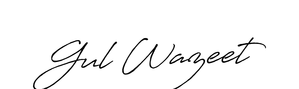 How to make Gul Wazeet name signature. Use Antro_Vectra_Bolder style for creating short signs online. This is the latest handwritten sign. Gul Wazeet signature style 7 images and pictures png