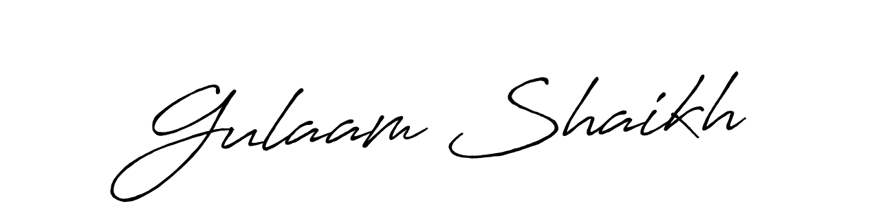 Make a beautiful signature design for name Gulaam Shaikh. With this signature (Antro_Vectra_Bolder) style, you can create a handwritten signature for free. Gulaam Shaikh signature style 7 images and pictures png