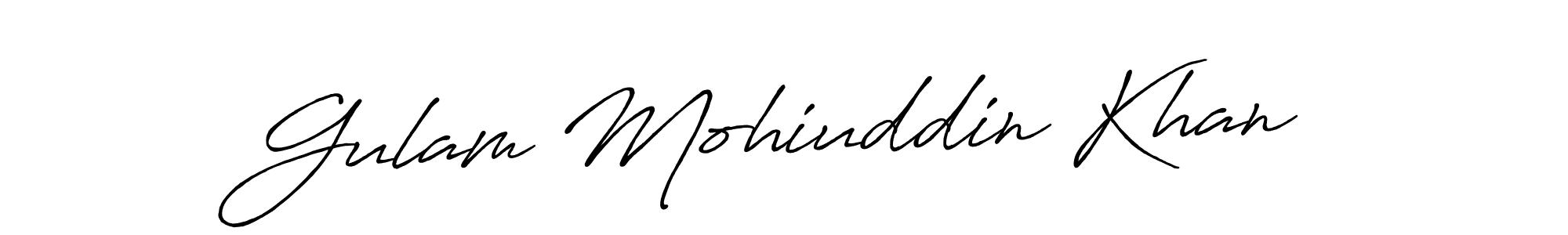 How to make Gulam Mohiuddin Khan name signature. Use Antro_Vectra_Bolder style for creating short signs online. This is the latest handwritten sign. Gulam Mohiuddin Khan signature style 7 images and pictures png