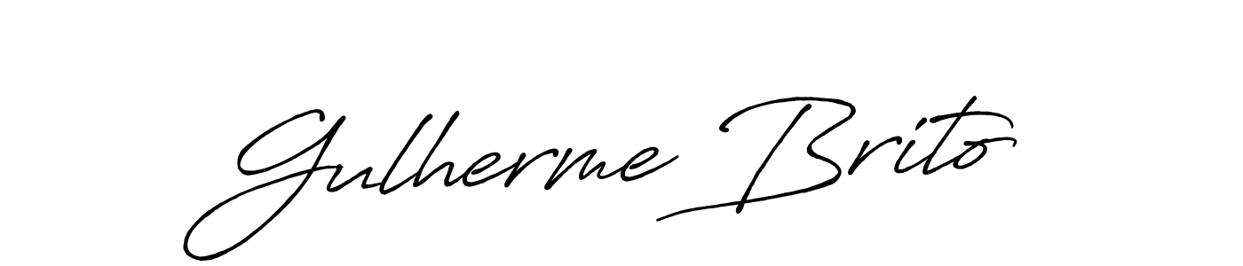 How to make Gulherme Brito name signature. Use Antro_Vectra_Bolder style for creating short signs online. This is the latest handwritten sign. Gulherme Brito signature style 7 images and pictures png