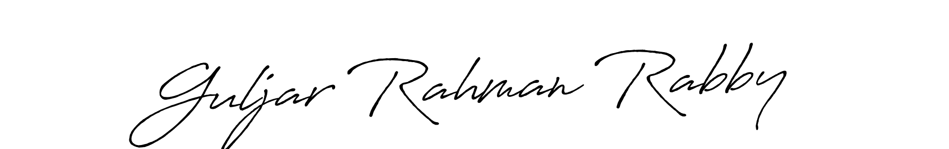 Make a beautiful signature design for name Guljar Rahman Rabby. With this signature (Antro_Vectra_Bolder) style, you can create a handwritten signature for free. Guljar Rahman Rabby signature style 7 images and pictures png