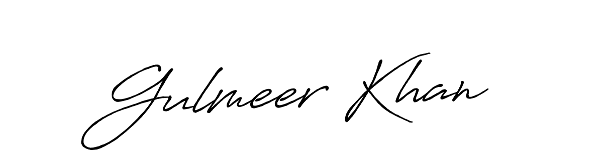 Create a beautiful signature design for name Gulmeer Khan. With this signature (Antro_Vectra_Bolder) fonts, you can make a handwritten signature for free. Gulmeer Khan signature style 7 images and pictures png