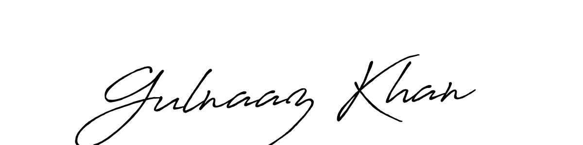 Create a beautiful signature design for name Gulnaaz Khan. With this signature (Antro_Vectra_Bolder) fonts, you can make a handwritten signature for free. Gulnaaz Khan signature style 7 images and pictures png