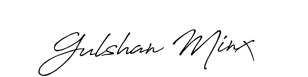 How to make Gulshan Minx name signature. Use Antro_Vectra_Bolder style for creating short signs online. This is the latest handwritten sign. Gulshan Minx signature style 7 images and pictures png