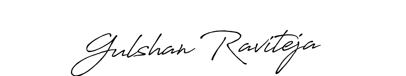 Make a beautiful signature design for name Gulshan Raviteja. With this signature (Antro_Vectra_Bolder) style, you can create a handwritten signature for free. Gulshan Raviteja signature style 7 images and pictures png