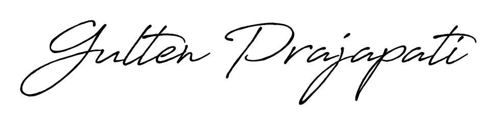 A timeless handwritten aesthetic for Gulten Prajapati. The Antro_Vectra_Bolder font gives your signature a handcrafted feel with natural curves. Gulten Prajapati signature style 7 images and pictures png