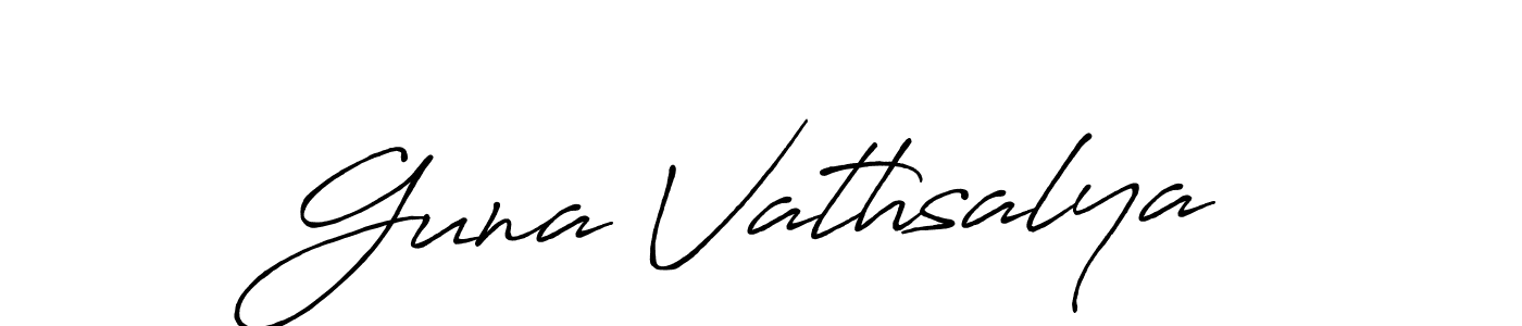 The best way (Antro_Vectra_Bolder) to make a short signature is to pick only two or three words in your name. The name Guna Vathsalya include a total of six letters. For converting this name. Guna Vathsalya signature style 7 images and pictures png