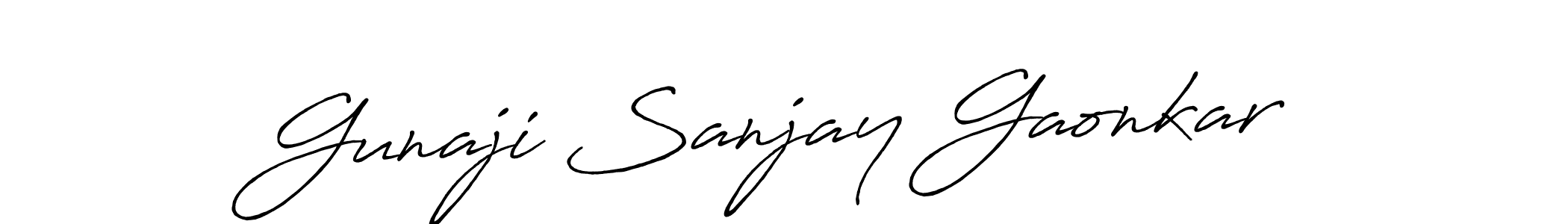 if you are searching for the best signature style for your name Gunaji Sanjay Gaonkar. so please give up your signature search. here we have designed multiple signature styles  using Antro_Vectra_Bolder. Gunaji Sanjay Gaonkar signature style 7 images and pictures png