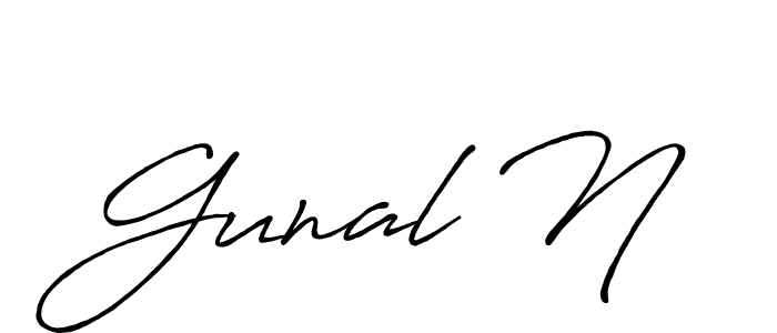 Design your own signature with our free online signature maker. With this signature software, you can create a handwritten (Antro_Vectra_Bolder) signature for name Gunal N. Gunal N signature style 7 images and pictures png